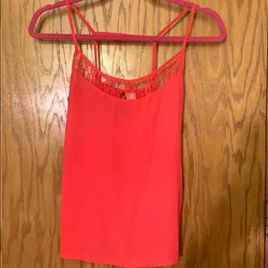 H&M l Coral tank top with lace detailing